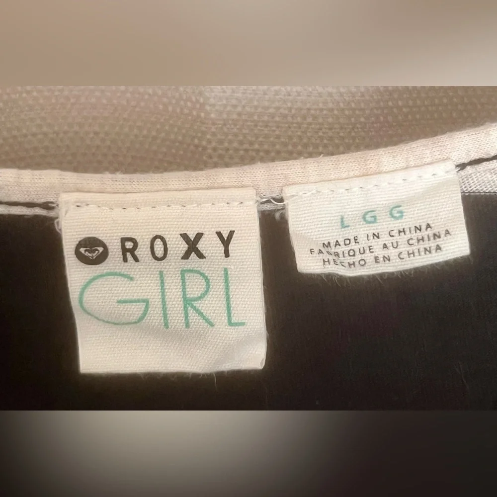 Roxy Girl Black White Chevron Stripe Hi-Low Dress Size L (10–12)